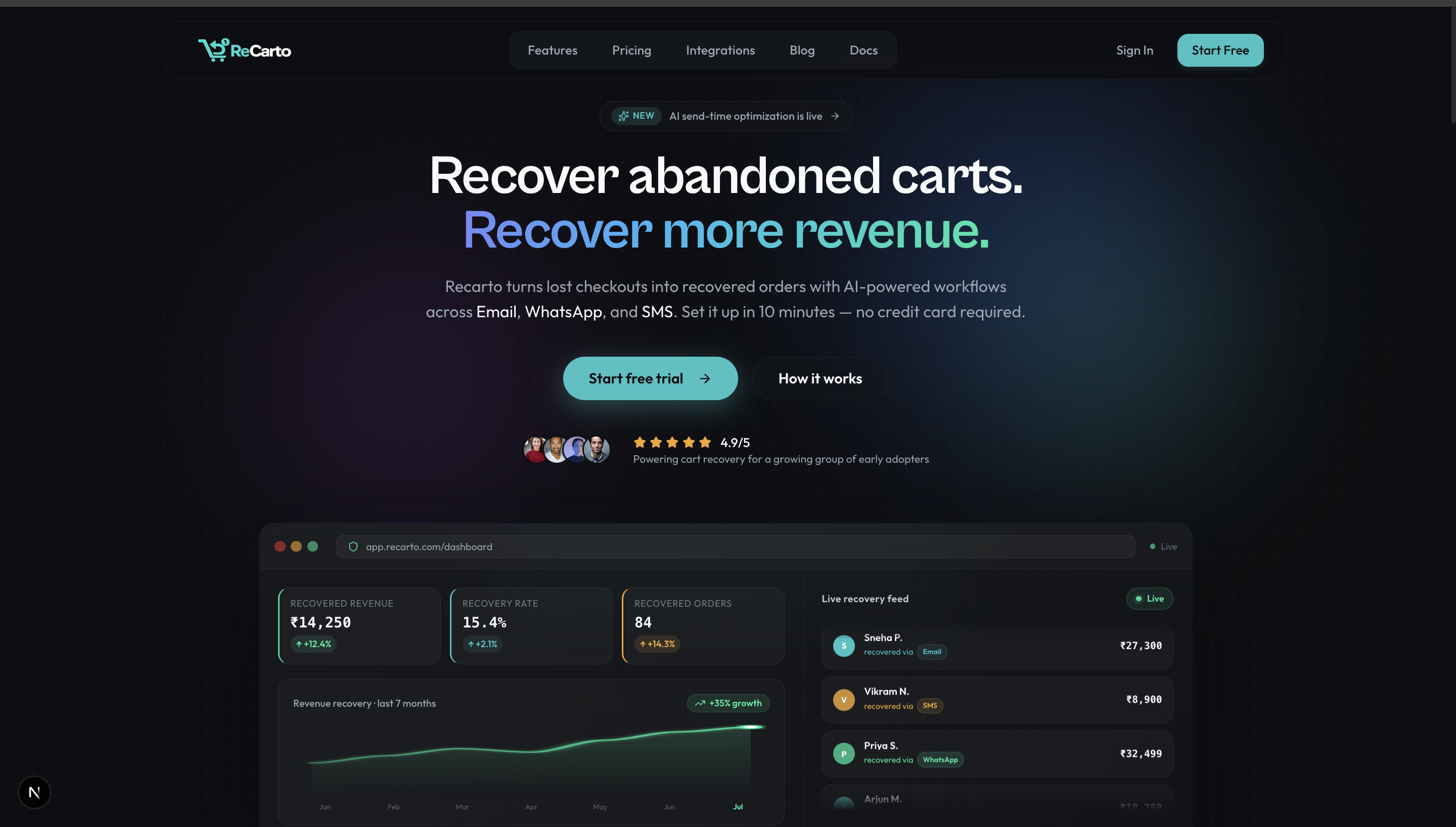 Recarto (AI-Powered Cart Recovery)